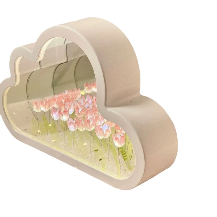 lampe décorative en forme de nuage avec fleurs lumineuses