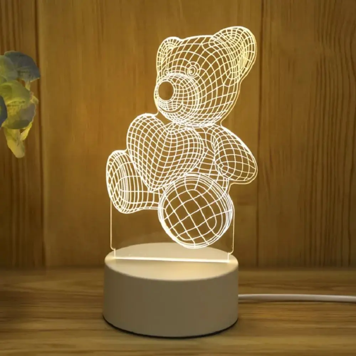 la lampe LED 3D Ours Romantique veilleuse